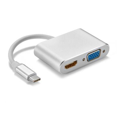 China Mobile Devices .desk Computer Computer Type C USB C to HDMI VGA 2 in 1 Macbook Google Pixel Adapter Support 1080P 4K*2K for sale