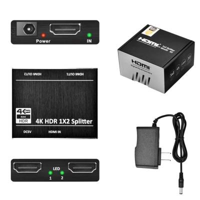 China Metal Super Mini 4K 60Hz 1 In 2 Out 1x2 HDMI Splitter Support HDCP2.2 3D 2160P 1080P HDR ARC for sale