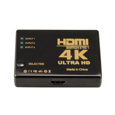 China 3 Ultra HD 4K HDMI Plastic Port Switch 3 in 1 HDMI Changer Switch 3x1 Remote 3D IR Video Support JL-4K0301PI for sale