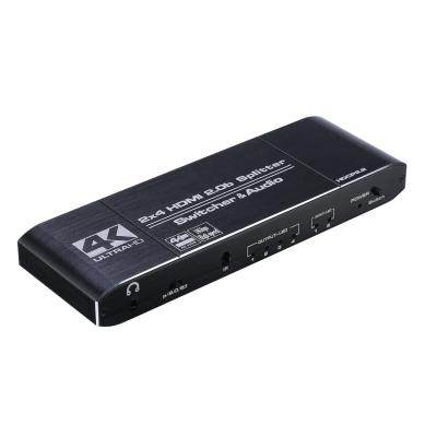 China Aluminum Alloy 4K*2K 2X4 HDMI Audio Switch Splitter Scaler Converter Support 4K 60HZ HDCP2.2 for sale