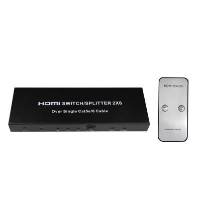 China 2X6 HDMI Switch Splitter 60m Extra Over Single Cat 5E 6 With 4 Outputs JL-0206EX for sale