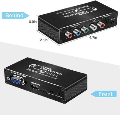 China Aluminum Alloy 2020 New HDMI to VGA YPbPr 720P 1080P Converter Scaler with SPDIF Audio Output for sale