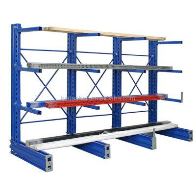 China Adjustable Shelf Height Double Sided Cantilever Racking , Heavy Duty Powder Coating Car Cantilever Racking for sale