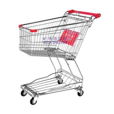 China Wholesale European Unveiling Style Metal Supermarket Shopping Cart Grocery Trolley for sale