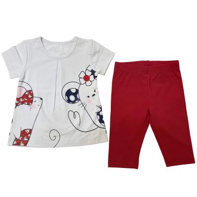 China Cute Little Girls Cartoon Summer Dressing Set Spandex/Cotton Toddler Kids Baby Tops Pants Outfits Clothes 2PCS for sale