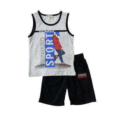 China Motorcycle & Biker Kids Summer Vest Suits Bull Boys Printed Vest With Shorts 2Pcs Kids Cotton Clothing Sets Vest for sale