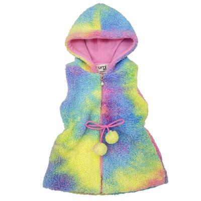 China 100% Thick Hood Lamb Wool Vest Children's Clothing Coat Children's Jacket Coat 100% Polyester Fleece Winter Sleeveless Cute Girls for sale