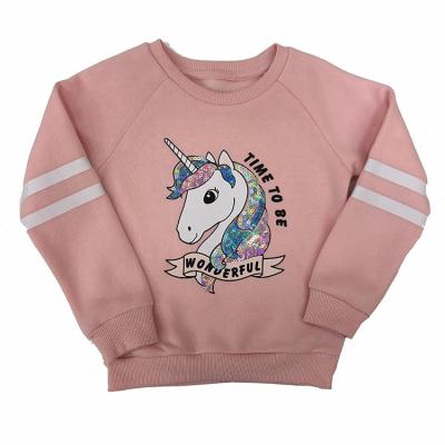 China Skin-friendly Pink Winter Sublimation Crewneck Fleece Warm Comfy Sweatshirt For Kid Girls for sale