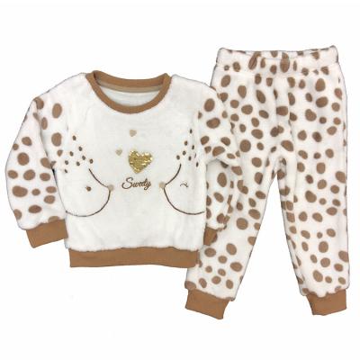 China 2021 Casual Custom Logo Little Girl Winter Children Pajamas Clothing Sets Comfortable Pullover Fleece Jogger Support for sale