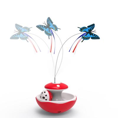 China 2023 Halfly Viable Interactive Cat Car Cat Toys Butterfly Car Obstacle Light Avoidance Funny Automatic Electric Smart Cat Feather for sale