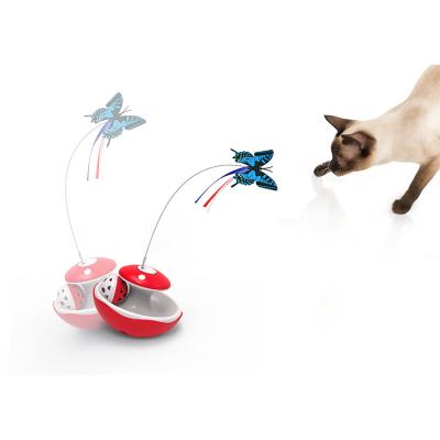 China Sustainable Pet Supplies Interesting Cat Toys Feather Butterfly Teases Automatic Tumbler Cat Toy for sale