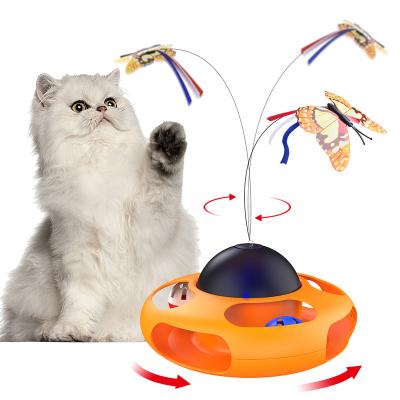 China 2023 Sustainable New Design Cat Accessories 360 Degree Automatic Butterfly Rotating Interactive Cat Toy for sale