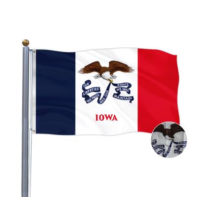 China FLY Embroidery Banner 2021 3X5 FT Iowa State Flag USA American State Banner for sale