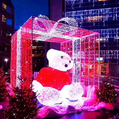 China Iron wirwire+led string lights holiday lighting large custom christmas led light up xmas ornament lighted xmas box for sale