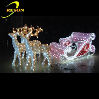 China Indoor and outdoor use acrylic reindeer sleigh with led lights for wedding&christmas decoration for sale