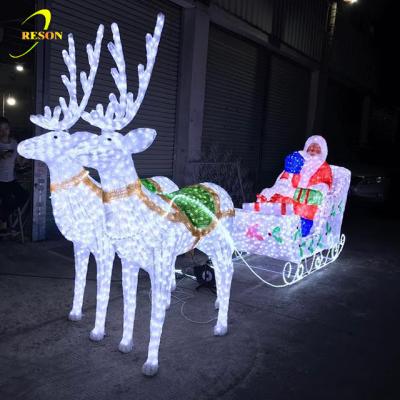 China Commercial Use Christmas Festival Decoration Light Garden Lighting Reindeer With Sleigh Led Christmas Lights for sale