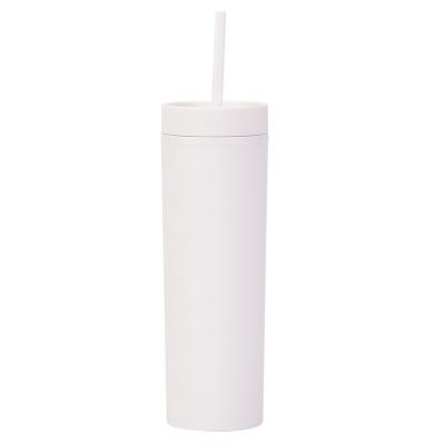 China Viable Wholesale Reusable Double Wall Insulated Matte Acrylic Plastic Party Customized Lean Tumbler With Colored Lids And Straw for sale