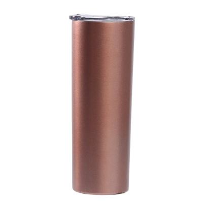 China Sustainable Wholesale Double Wall Vacuum Insulated Stainless Steel Thermal Colored Travel Lean Tumbler With Lid And Straw for sale