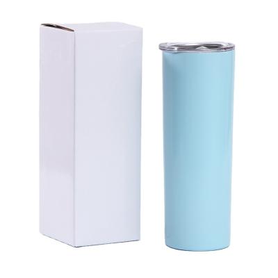 China Sustainable Wholesale Bulk 20oz Double Wall Vacuum Insulated Thermal Colorful Travel Mug Stainless Steel Skinny Tumbler With Straw for sale