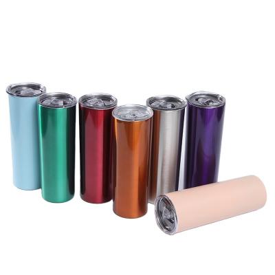 China Sustainable Wholesale Double Wall Vacuum Insulated Stainless Steel Thermal Colored Lean Tumbler With Straw for sale