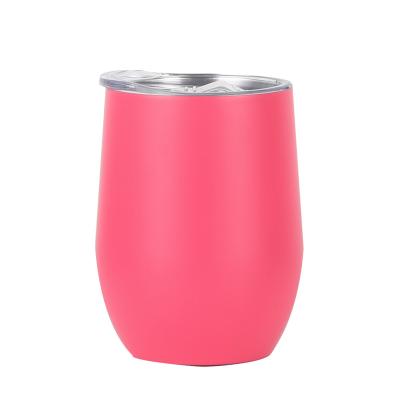 China Viable Custom Printed 12oz Rose Gold Insulated Stainless Steel Egg Shape Wine Tumbler Coffee Mug for sale