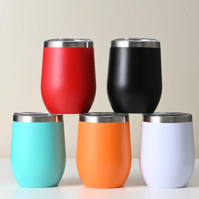 China Wholesale Custom Viable Stealless Stainless Steel Matte Wine Tumbler Cups 12 Ounce Egg Shape Travel Coffee Insulated Powder Coated for sale