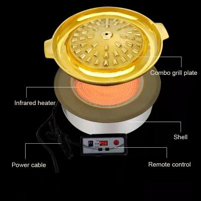 China Height Adjustable Restaurant 2 In 1 Function Round Electric BBQ Grill Hotpot Korean Korean With BBQ Smoke Blower for sale