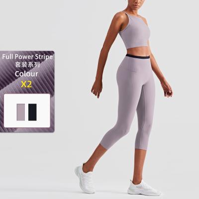 China Seamless Women Sports Active Clothes Ladies Gym Fitness Wear High Waisted Pants 2 Piece Yoga Set Seamless Set for sale