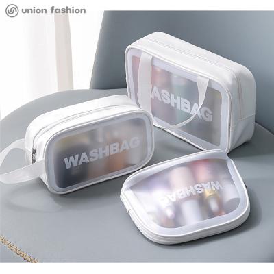 China Custom PVC Rose Fashion Transparent Waterproof Beach Clear Logo Travel Makeup Cosmetic Bag for sale