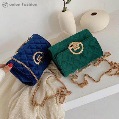 China New Arrival Trendy Women's Velvet Diamond Quilted Chain Shoulder Crossbody Bags Handbags for sale