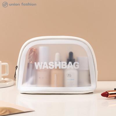 China Fashion Custom Logo Travel Transparent Hot Selling PVC Waterproof Clear Cosmetic Bag PVC Makeup Bag for sale