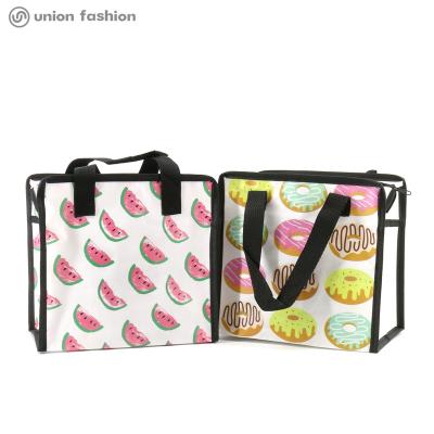 China Eco - Friendly Custom Printing Reusable Folding Non Woven Lunch Box Storage Customer Bag With Zipper for sale