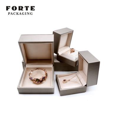 China STRONG gold PU jewelry box eco-friendly high quality leather plastic ring box pendant box for sale