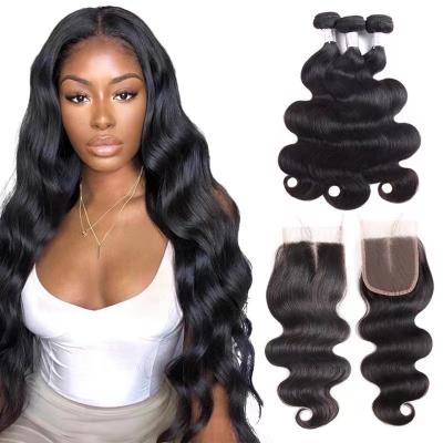 China Wholesale Virgin 9A 10A 12A 15A Grade Body Wave Virgin Hair Bundles Silky Straight Wave With Lace Closure Mink Brazilian Human Hair Weaving for sale