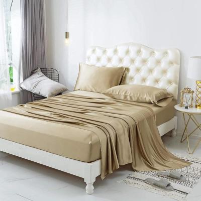 China 19 MM 4 PCS 100% Mulberry Silk Bed Sheet Nondisposable Set Different Colors Available for sale