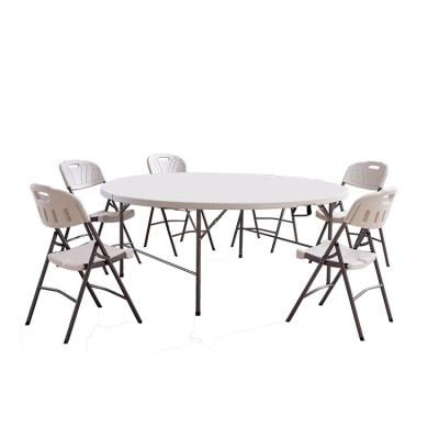 China Hot Selling Cheap Durable 6ft Round Plastic Folding Banquet Tables For Events Party for sale