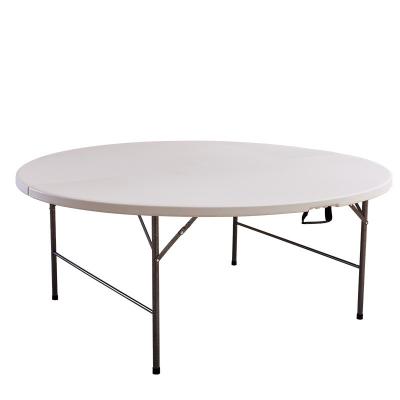 China Hot Sale Easy Carrying 6 Ft Outdoor 10 People Folding Plastic Round Dining Table For Catering Restaurant for sale