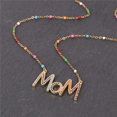 China TRENDY Mum Mom Colored Pendant Jewelry Necklace Mother's Day Gift Necklace Letters Pendant Necklace for sale