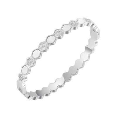 China Other Stainless Steel Bracelet 6MM Hexagonal Zircon Ladies Bracelet Diamond Inlaid Bracelet for sale