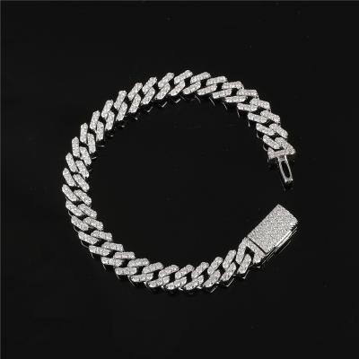 China FASHIONABLE Hip Hop Bracelet 9 Millimeter Candy Cane Diamond Shape Cuban Bracelet Men Bracelet for sale