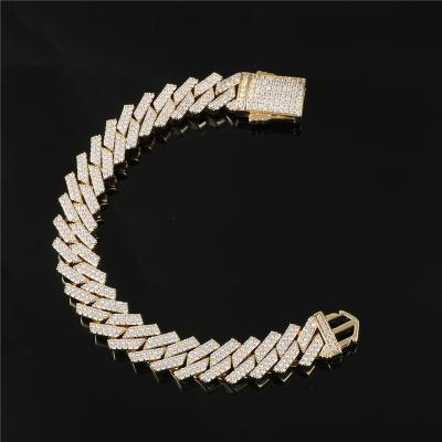 China FASHIONABLE Hip Hop Bracelet 14mm Diamond Shaped Cuban Hip Hop Bracelet Men for sale