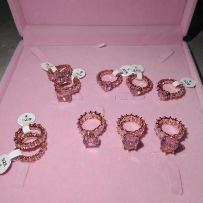 China FASHIONABLE Pink Zircon Ring Women Finger Jewelry Rings Bling Jewelry Ring for sale