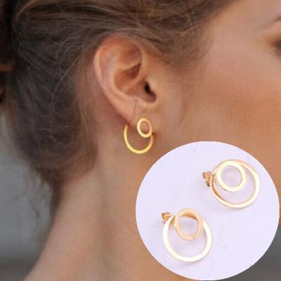 China Trendy Women Round Hoop Earring Stainless Steel Large Silver Gold Circle Earring for sale