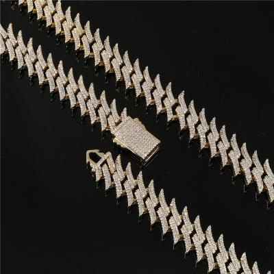 China Hiphop Hip Hop Necklace 15mm Miami Lock Nailed Jewelry Men's Hip Hop Cuban Necklace Full Zircon Necklace for sale