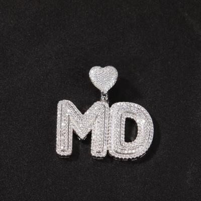 China FASHIONABLE Heart Buckle Full Diamond Letter Necklace Personalized English Letter 26 Hip Hop Necklace for sale