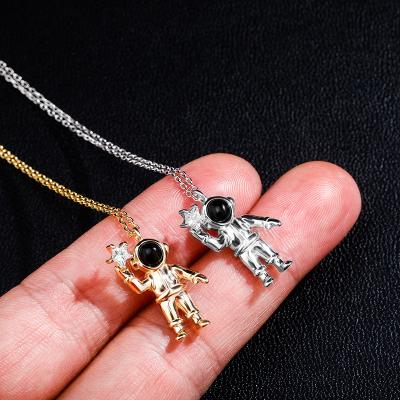 China Hiphop 925 Sterling Silver Astronaut Pendant Hip Hop Necklace Jewelry For Women Men for sale