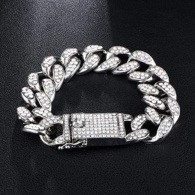 China TRENDY 19mm Cuban Chain Bracelet Jewelry Iced Out Miami Hip Hop Jewelry Bangle For Men for sale