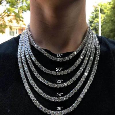 China Hiphop Hip Hop 1 Row Tennis Chain D.C.A. CZ Stone 3/4/5/6 Mm Bling Iced Out Cubic Zircon Necklaces For Men Jewelry for sale