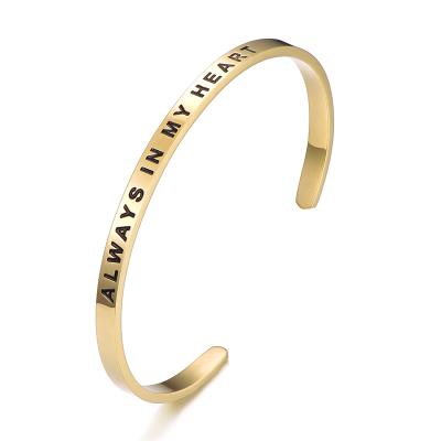 China TRENDY inspired bracelet for women personalized gift cuff bracelet mantra engraved bangle bracelet for sale