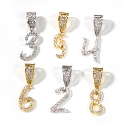 China Hiphop Hip Hop Jewelry Customize New Custom Copper AAA+ Zircon Pendant Letter Number Necklace for sale